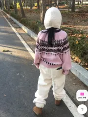 エイブリー 花 ノルディック ニット ピンク