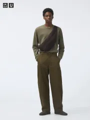 (91) メンズ UNIQLO U ルメール ワイドフィット チノ パンツ ズボン ダークブラウンのサムネイル