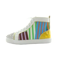 クリスチャンルブタン Christian louboutin ハイカットスニーカー シューズ 靴 ロゴ 総柄 スパイク スタッズ 42 26.5-27cm マルチカラー 3220110 ■GY18 /MQ ■OH