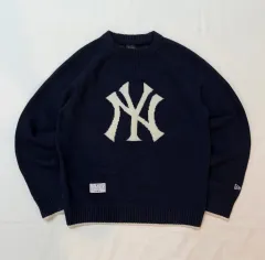 NEW ERA ニューエラ ニューヨーク・ヤンキース BIGロゴ ウール ニット ネイビーのサムネイル