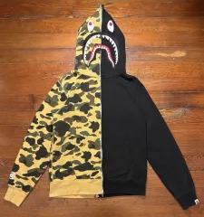 A BATHING APE アベイシングエイプ 1st カモフラ セパレート ハーフ カモフラ WHO ジップアップ イエローカモフラ ブラック