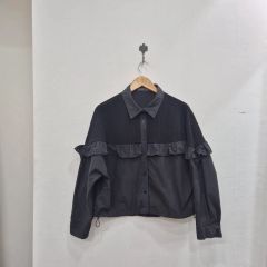 HARE ハレ ショート丈 長袖シャツ ドローストリング ブラック - メルカリ