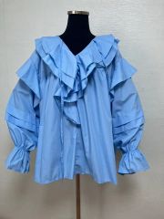 Jancidium 長袖 パフスリーブシャツ ライトブルー - メルカリ
