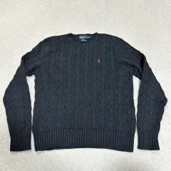 ポロラルフローレン ピマコットン ブラック ケーブル編み ニット XL