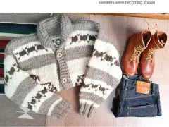 カナダ ハンドメイド ウール100% カウチン セーターのサムネイル