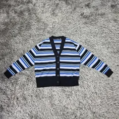 マルニxユニクロ ストライプ クロップド カーディガン/レディース(M)/ST3167/新品同様