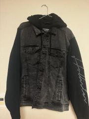 AAPE BY A BATHING APE デニムジャケット パーカー 黒 S - メルカリ