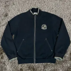 LACOSTE ラコステ ブラック バイカラー ロゴ刺繍 ジップアップ スウェットジャケット ジップアップ 105