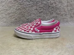 185 VANS ヴァンズ チェッカーボード スリッポン キッズ 子供靴 ジュニア レッド