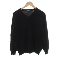 ユニクロ UNIQLO ニット セーター ウール L 黒 ブラック Vネック 無地 長袖 3533-302 /HW ■GY60