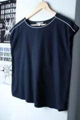 W(M-L) トミーヒルフィガー 半袖 Tシャツ 色移り ノースリーブ ネイビー-185FB