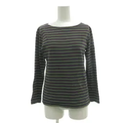 グリーンレーベルリラクシング ユナイテッドアローズ green label relaxing バスクシャツ Tシャツ 紫 パープル 緑 ストライプ柄 ボートネック 長袖 /SX ■GY60