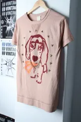 W(S-M) オズセカンド 半袖 Tシャツ The HANDSOME ビックロゴ アプリコットカラー ユニーク-185E4