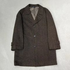 フランス製】90s オールドアニエスベー ウール ヘリンボーンコート 黒