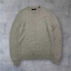 オールセインツ ALLSAINTS グレー ダメージ ウールブレンド ニット Lのサムネイル