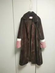 ブラウン フェイクファー ロングコート