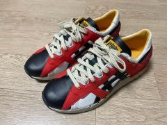 8.5ヴィトンマサイ期レザー チェック柄 スニーカー 赤 - メルカリ