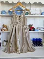 美品 ワンダフルワールド ふんわりスモック風ワンピース 半袖 くすみ