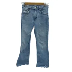 ザラ ZARA フレアデニムパンツ ジーンズ S ライトブルー 水色 カットオフ /HO ■GY61