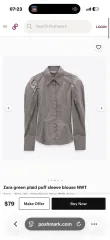 ZARA ザラ CHECK ファー パフ シャツ ブラウス