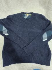 バーバリー エルボーパッチ コットン カシミヤ ニット XL 赤 4020042