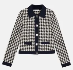 サンドロ ハウンドトゥース CHECK バイカラー カーディガン 80のサムネイル