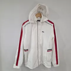 FILA フィラ 白 ウィンドブレーカー WHO フード ジャケット 95のサムネイル