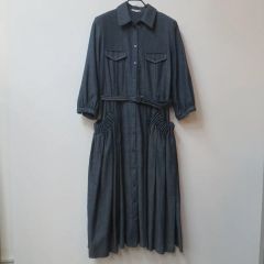 着物リメイク 紬ピンタックシャツワンピース - メルカリ