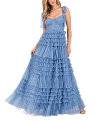 ビーダーリン レディース トップス ワンピース フリル B Darlin Juniors Corset Ruffled Gown Chambray