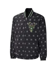 スターター メンズ アウター ジャケット・ブルゾン サテン ジャケット Starter Mens Black Milwaukee Bucks InField Play Fashion Satin Fuのサムネイル