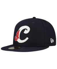 ニューエラ メンズ アクセサリー 帽子 ロゴ New Era Mens Navy Cleveland Indians Cooperstown Collection Duo Logo 20 59FIFTY Fitted Hat Navy ネイビー
