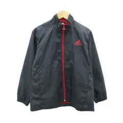 アディダス adidas スポーツウェア ジャケット ミドル丈 130 黒 ブラック ロゴプリント /MA11 ■ECD001 男の子