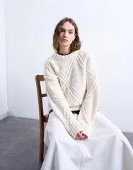 トップショップ レディース アウター ニット・セーター セーター ニット Topshop knit argyle sweater in cream Cream クリーム