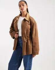 エイソス レディース アウター ジャケット・ブルゾン ウエストマーク ジャケット ASOS DESIGN jacket with cinched waist in biscuit Camel キャメル