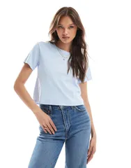 モンキ レディース トップス Tシャツ Monki shrunken tee Blue ブルーのサムネイル