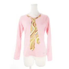 ポールスミス ブラック Paul Smith BLACK Tシャツ M ピンク 長袖 ネクタイプリント ラウンドネック /CK34 ■GY58