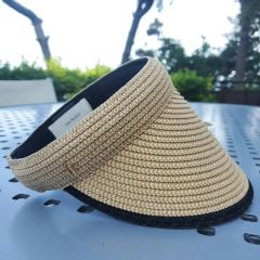 極美品】アシーナニューヨーク サンバイザー 麦わら ブラック ベージュ