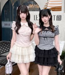 evelyn♡バストリボンリブtp♡サイドリボンティアードミニSK♡上下