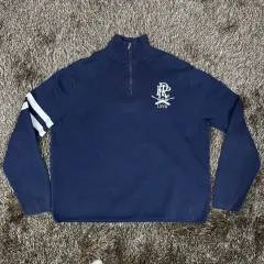 ポロ ラルフローレン ネイビー ルーズフィット ハーフジップ ニット L