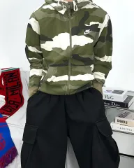 ナイキ カモフラージュ ジップアップ フーディー L