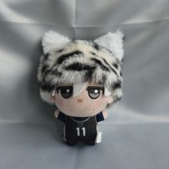 ちびぐるみ ぬい帽子 頭囲約23～24 ねこ 白豹柄黒(内耳 白) - メルカリ