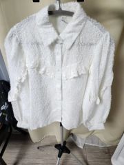 shop faerie blossom cotton half blouse 白 - メルカリ