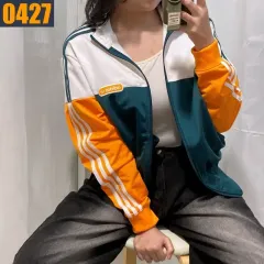 95 ADIDAS アディダス バイカラー ジャージ ジップアップ ジャケット アウター M
