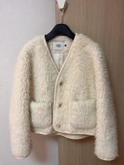 極美品 アナイ カシミヤ山羊 リアルファーの美しいベスト グレージュ 