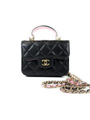 美品 CHANEL シャネル ヴァニティ ハンドル チェーンバッグ ブラック