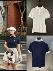 新品・値下】レディースゴルフジーフォアシャツ○襟・袖口バイカラー