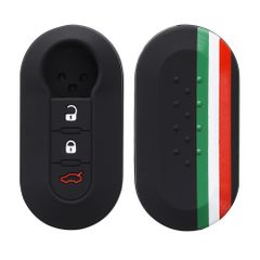 kwmobile キーカバー Fiat Lancia 3-ボタン 折りたたみ 車のキー対応 キーケース - 保護ケース シリコンカバー ソフト シリコン イタリア旗デザイン