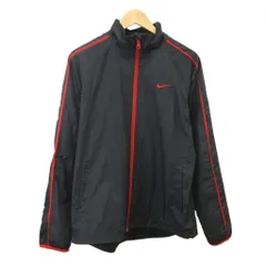 ナイキ NIKE ジャンパー 上着 L 黒 ブラック 赤 レッド 長袖 ジャージ スタンドカラー ジップアップ /KW ■ECA003