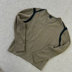 美品 カルバンクライン リネン長袖ニット 春夏 グレー サイズXL*ND108 