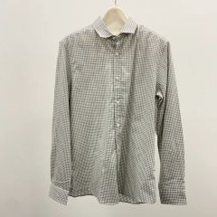 ブルネロクチネリ チェック 長袖シャツ ボタンダウン XL 赤白灰 綿麻